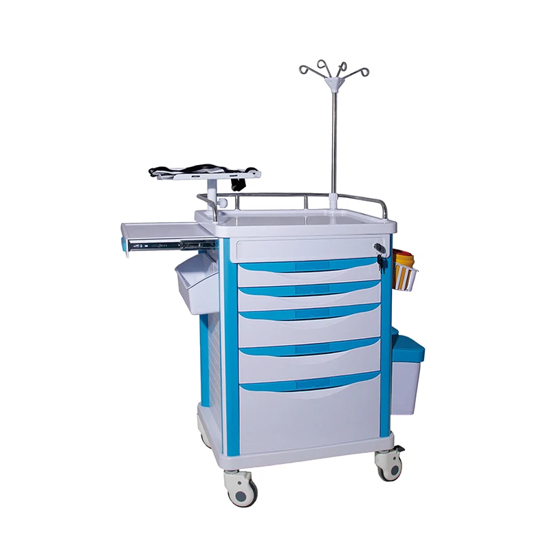 LX-BCJ007 medical equipment ABS material hospital plastic emergency crash cart with wheels