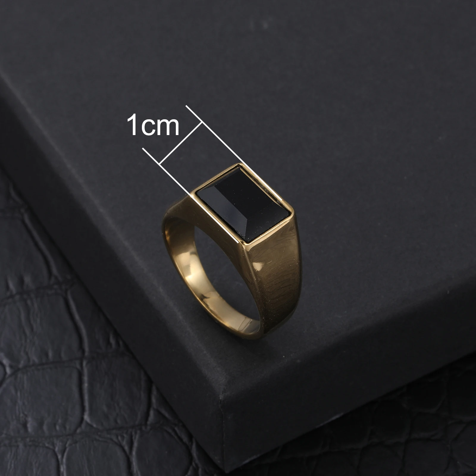 Trendy Stainless steel Black Zircon Male Ring Punk Style Geometric Ring Men Party Jewelry Accessories