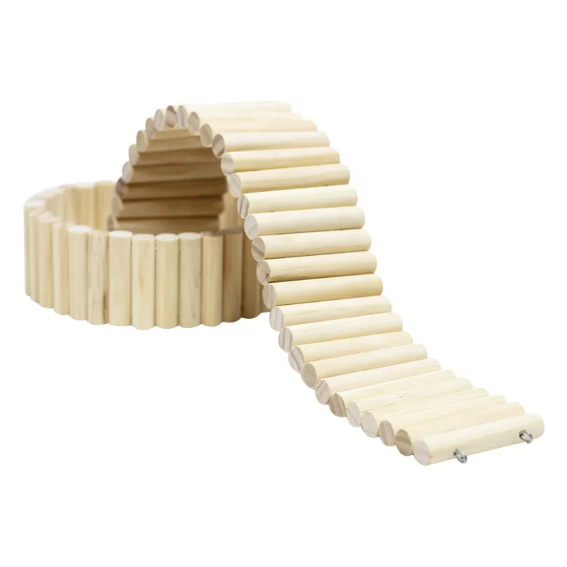 Custom Length Solid Wood Parrot Springboard Climbing Ladder Accessories Arch Bridge Fence Chew Toy Hamster Wooden Ladder Toys