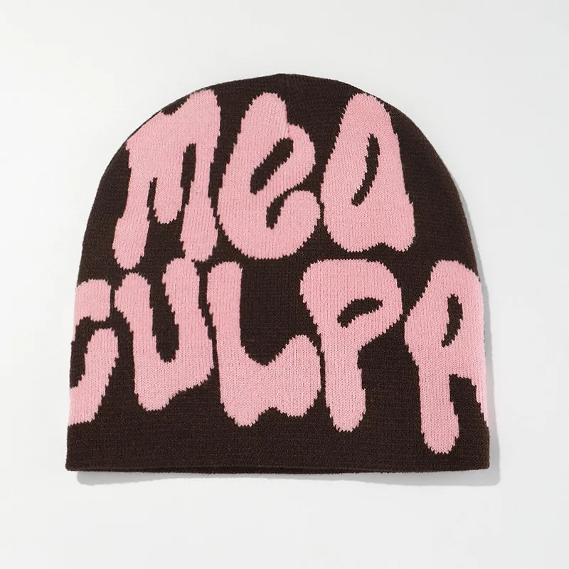 Wholesale Big Logo Man Winter Knitted Beanie Fitted Hats Custom Warm Beanie Hats