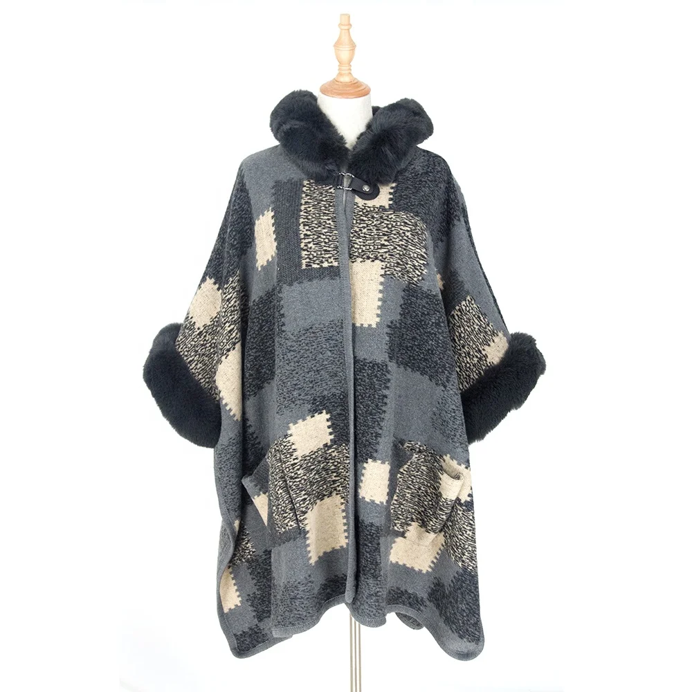 
 Женское кашемировое пончо с капюшоном от китайского производителя  