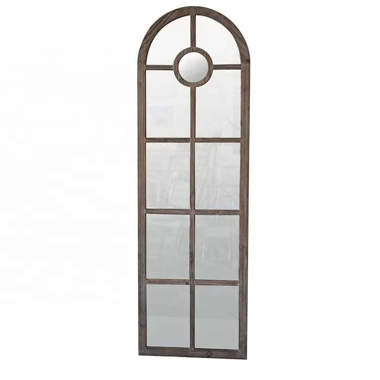 Mayco Ready to Ship Shabby Chic Vintage Wood Framed Floor Wall Arched Window Mirror