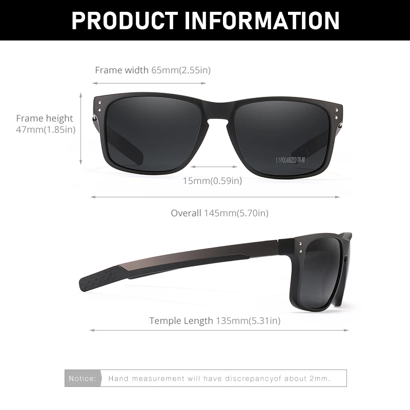 Polarized Sunglasses Men Women Classic Square Sun Glasses UV400 Mirror Aluminum Leg Sunglasses Men