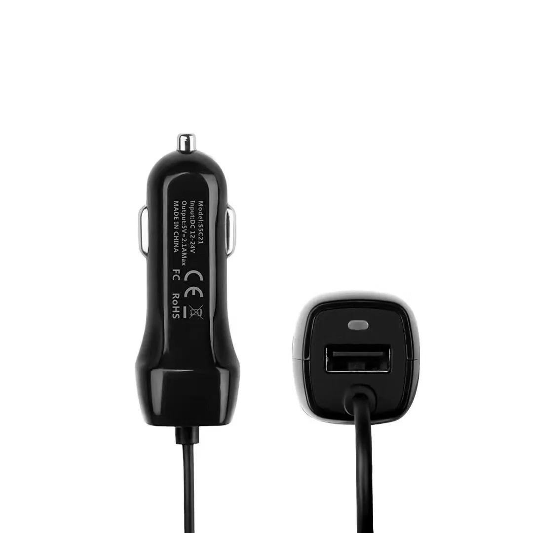 Phone USB C Car Charger Fast Charging  Port Car Adapter With 3ft Coiled Cable