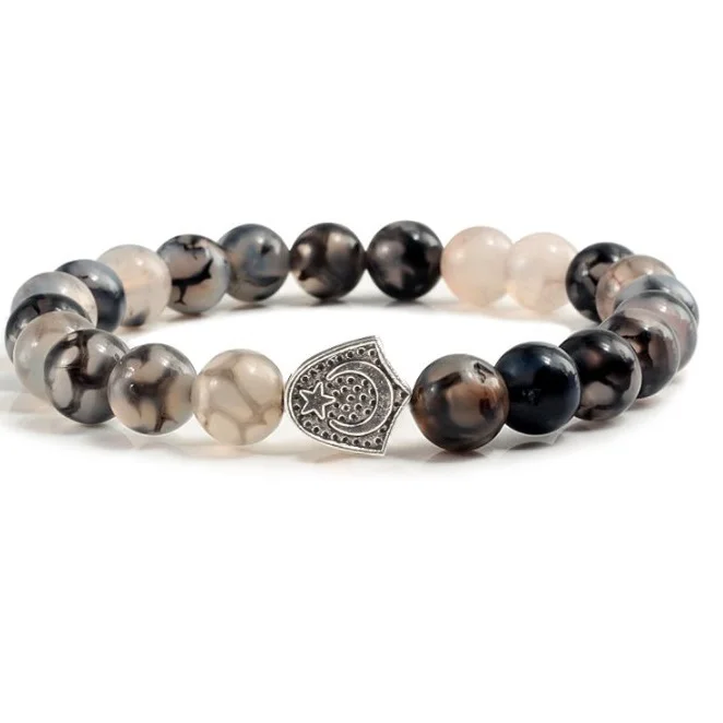 2022 Lion Head Leopard Head Bracelet Agate Buddha Head Cross Bracelet 8mm Beaded Stretch Bracelet for Women Men