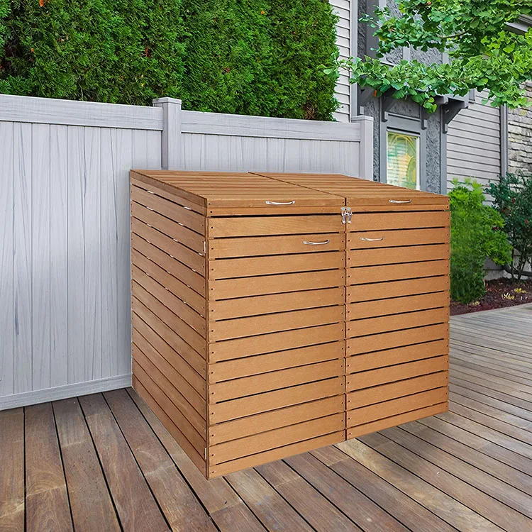 Waterproof outdoor furniture garbage can garden shed wood wheel bin cover storage bins & boxes