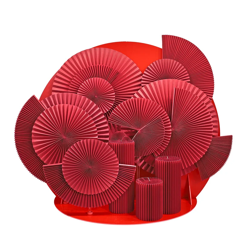 O&M Display Design Paper Decoration Fan Stores Windows Decoration For Wedding Event