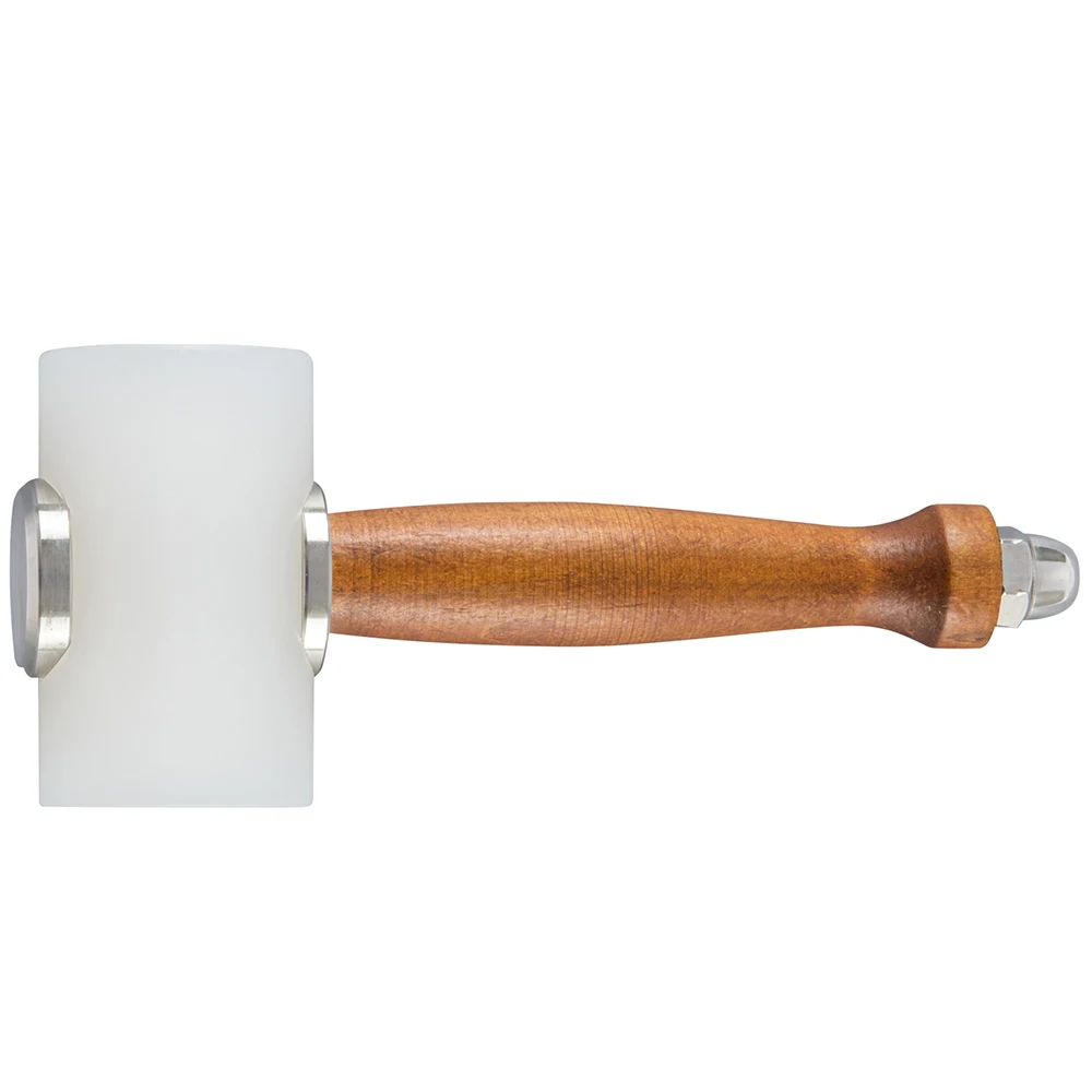 Wood Handle Stainless Steel Craft Tool Nylon T Shape Leather Carving Mallet Hammer