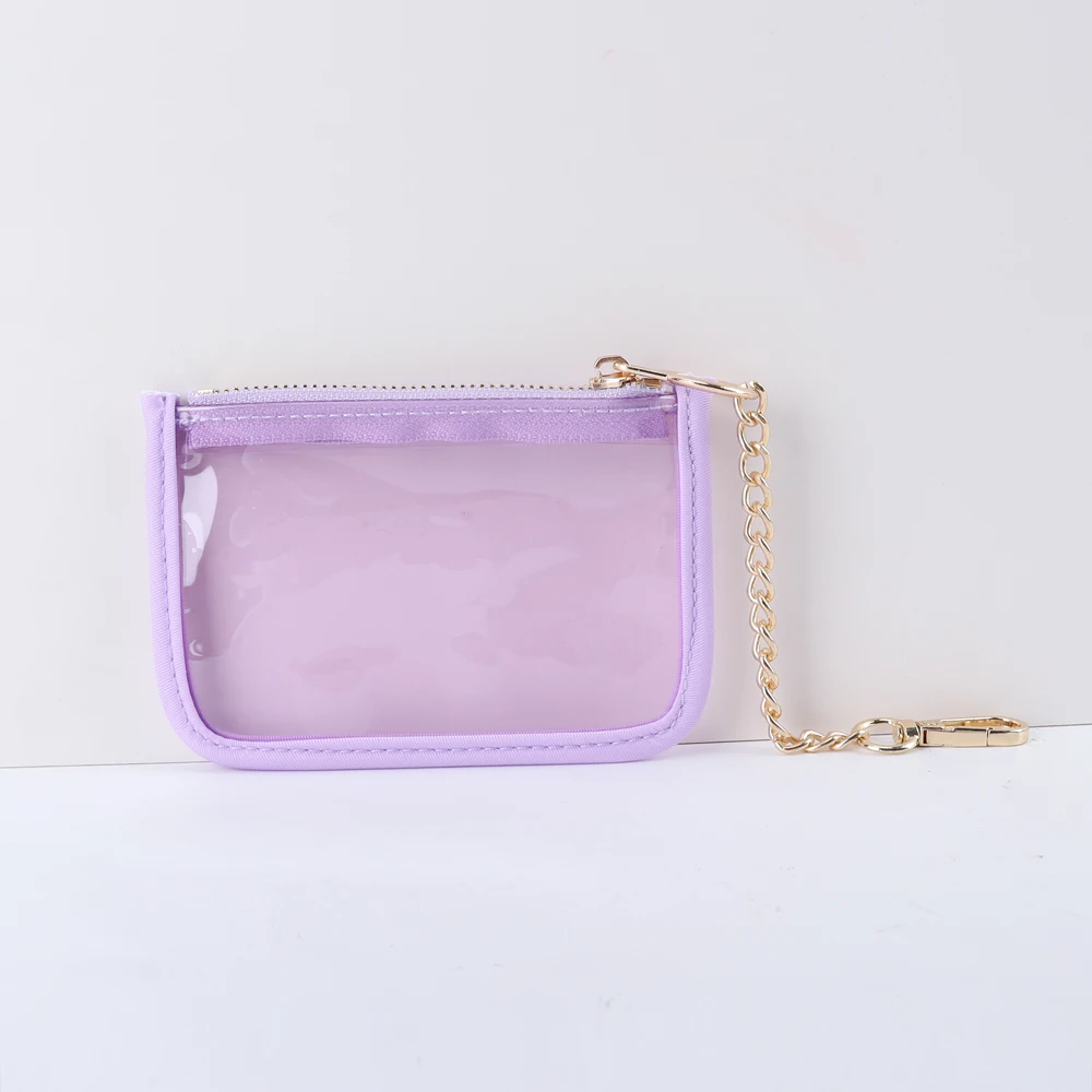 New Transparent Pvc Change Coin Wallet Case Chain Ring Pouch Car Keychain Personalized Coin Purse Mini Key Storage Cute Coin Bag