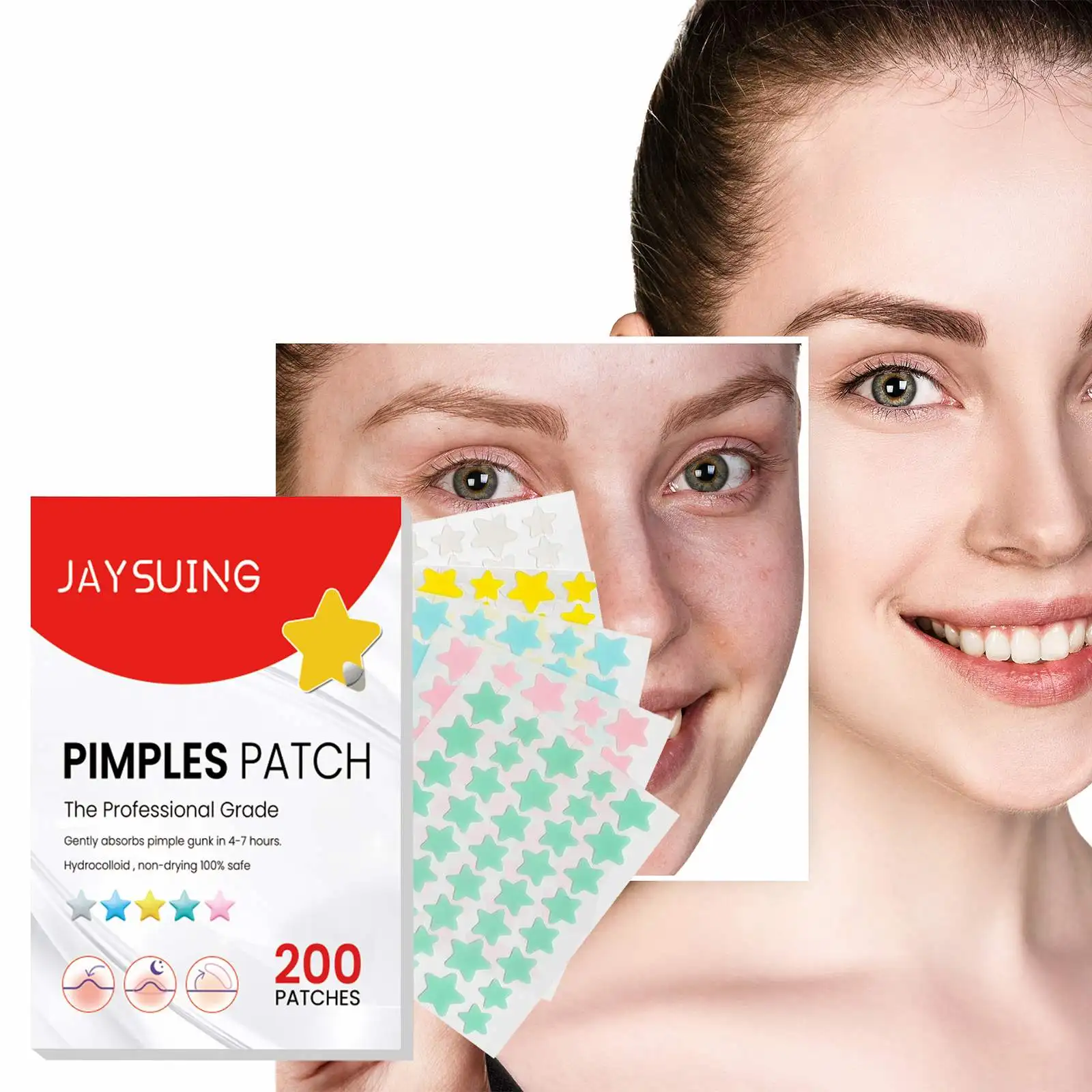 Customized Private Label Acne Patch Hyaluronic Acid Crystal Face-Specific Herbal Ingredients Witch Hazel Tea Tree Oil Sheet