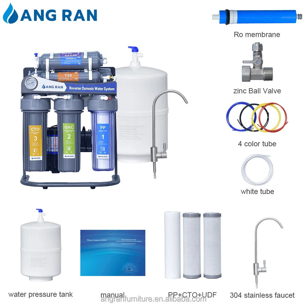 High Technology RO Water Treatment Purifier 400GPD Reverse Osmosis Water Filter System Machine ABS Material 28 Ce Cb Rohs Safety