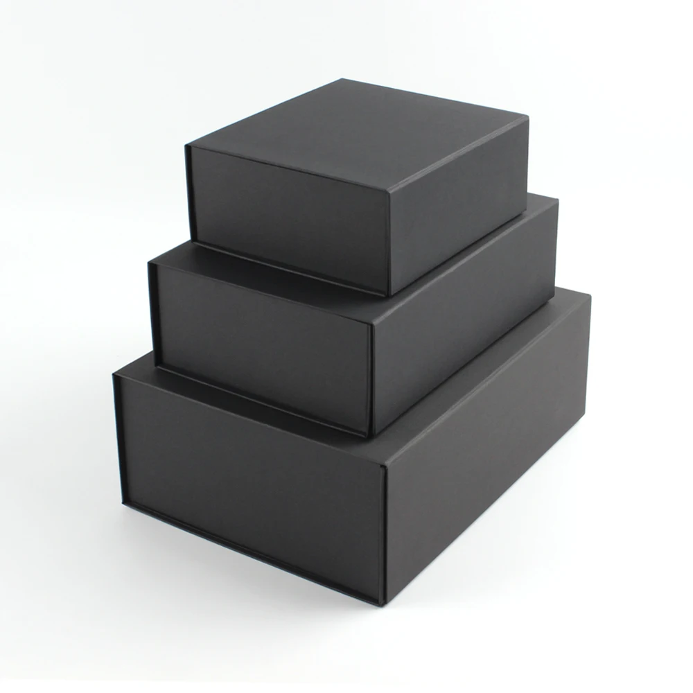 Manufacturer Custom Logo Large Black Foldable Magnetic Closure Cardboard Gift Paper Box For Clothes Shoes T shirts