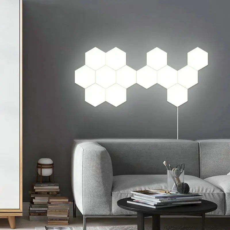 Colorful LED Honeycomb Quantum Hexagon Wall Lamp With Touch Sensitive For Bedroom Living Room Stair Loft DIY Decor Night Light