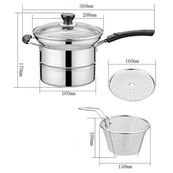 Factory Wholesale Multipurpose Pasta Pot Stainless Steel Pasta Cooker Steamer Pot With Strainer Noodle Pot