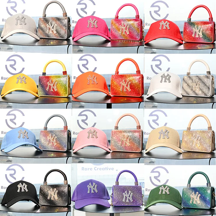 
2021 Luxury fashion famous designer brands ny purse and hat handbags matching ny hat and purse set NY bag set 