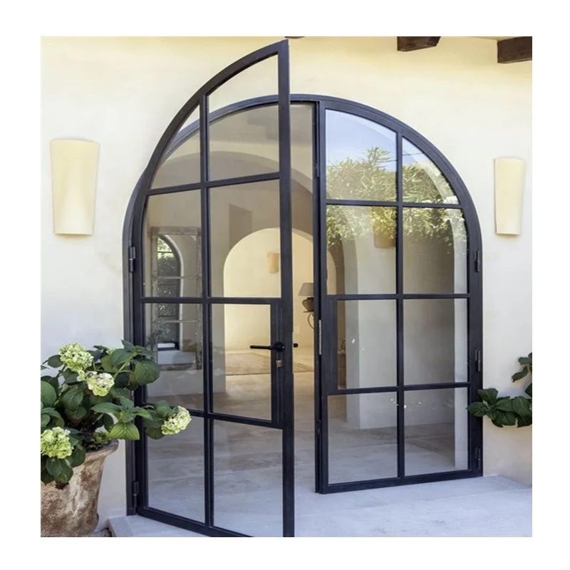 Custom Made Wrought Iron Doors Exterior French Safety Glass Steel Door
