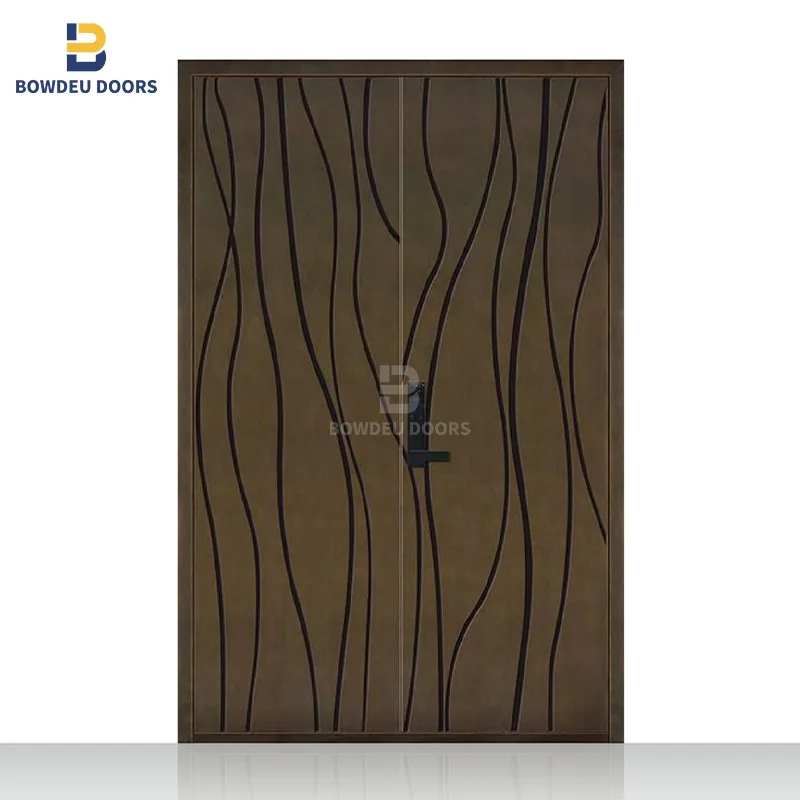 Modern Design Residential Metallic Stainless Steel Exterior Security Aluminum Front Entry Door With Sidelite