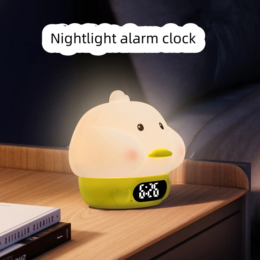 1pc new duck night light alarm clock, date/temperature conversion display, can switch light color