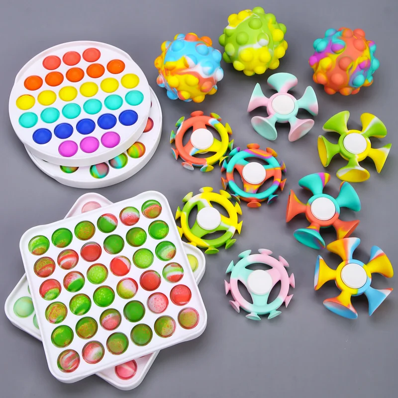 Wholesale Custom Bpa Free Food Grade Silicone Kids Adults Handheld Fidget Toys Suction Cup Fidget Spinner