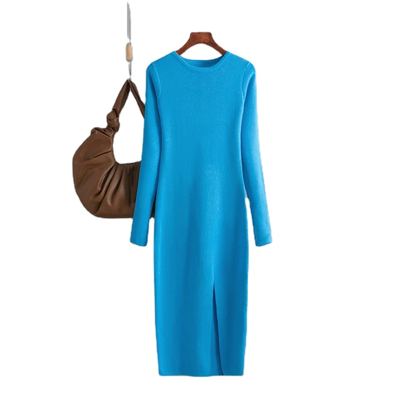 2024 New Fashion And Slim Knit Women Ide Out Bodycon Long-Sleeved Tight Dresses