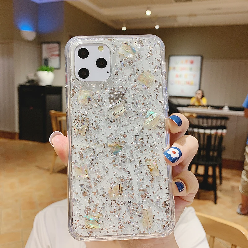 Shiny Powder Air bag Anti-knock Phone Cases For iPhone 11 Silicone Rubber Acrylic Cover