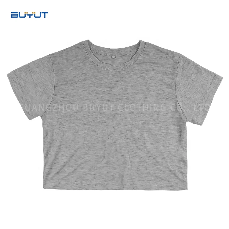 Customize  round neck sexy lady clothes crop top plain color women crop top for sublimation