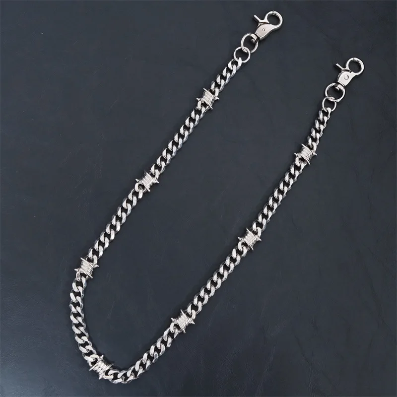 Latest Hiphop Style Stainless Steel Barb Wire Wallet Chain Jewelry For Men Boys