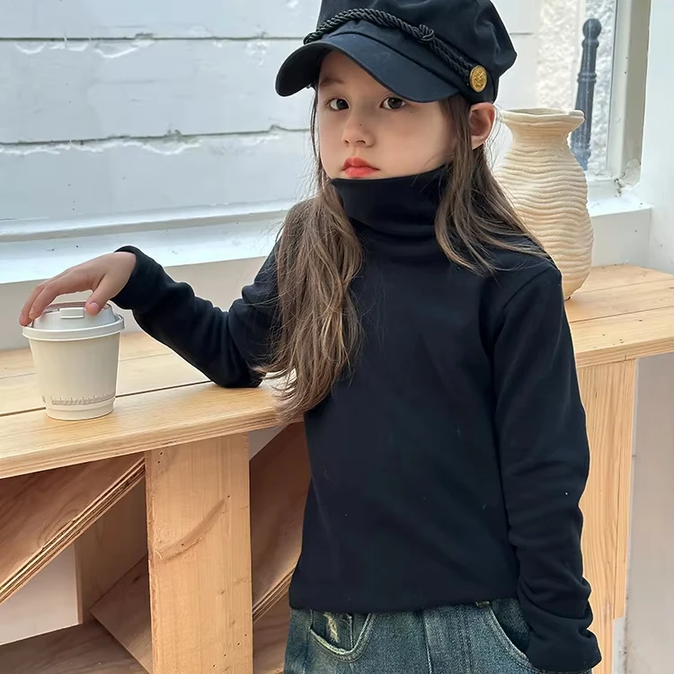 617 fall autumn winter design little baby girls clothes solid under shirt infant toddler fur fleeced top warm clothing