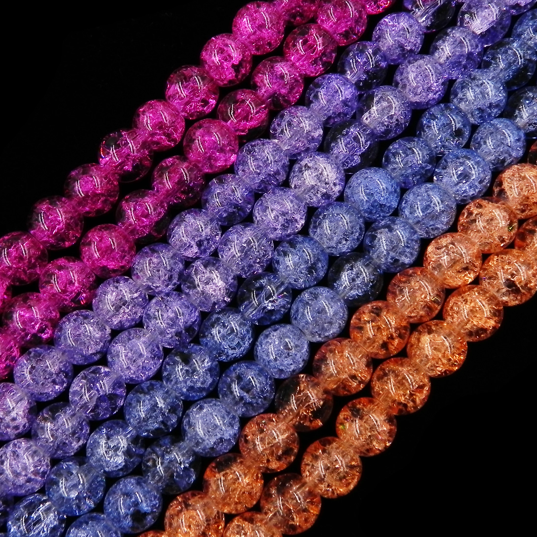 High quality 4/6/8/10/12mm Crystal Glass Round Beads Crackle loose Beads round Clear Beads for Jewelry Accessories