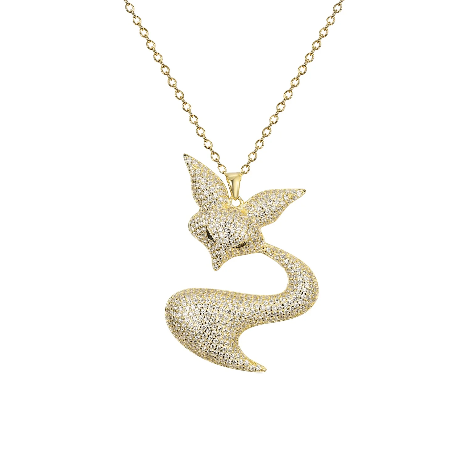 Fox Jewelry Set 18K Gold Plated Fox Necklace Pendant Pave Zircon Animal Pendant Kids Jewelry Necklace