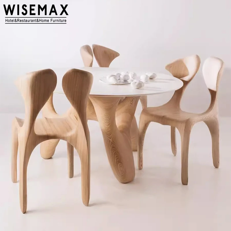 WISEMAX FURNITURE Modern creative design home furniture high back rest wooden chair set for 6 chair for restaurant canteen