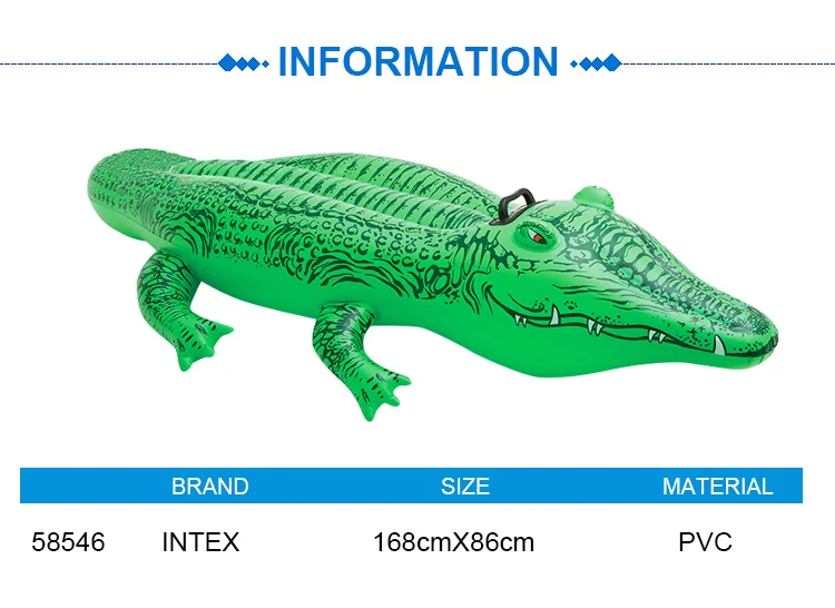 INTEX 58546 INFLATABLE  GREEN  CROCODILE  RIDE-ON FOR POOL