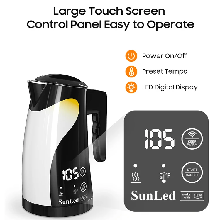 2024 Temperature Display Insulated Smart Portable Electric Kettle For Boiling Water
