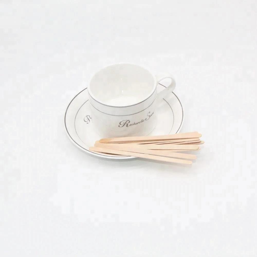 wood polished flat coffee stir mix sticks