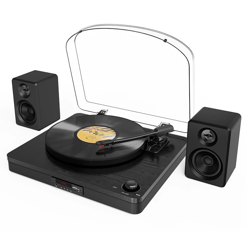 Factory Price Bluetooth  Vinyl Turntable Player Record Player Dust Cover  Home Audio Hifi  Stereo Speakers