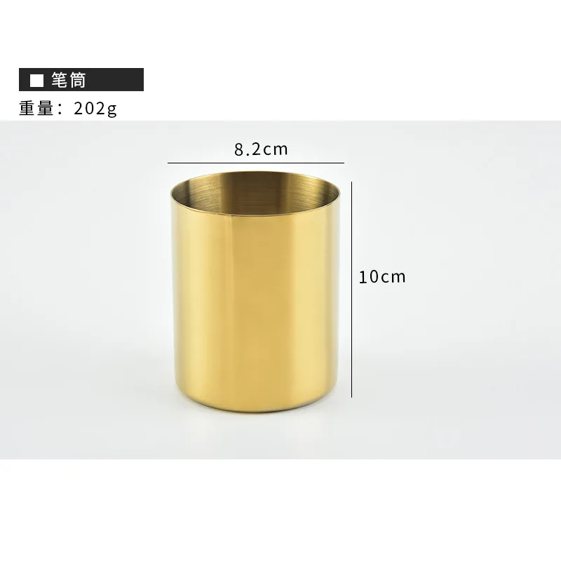 OEM LOGO Gold Round Metal Pen Holder Office Creative Stationery Storage Tubular Pen Rack Home Decoration Desktop Pen Container