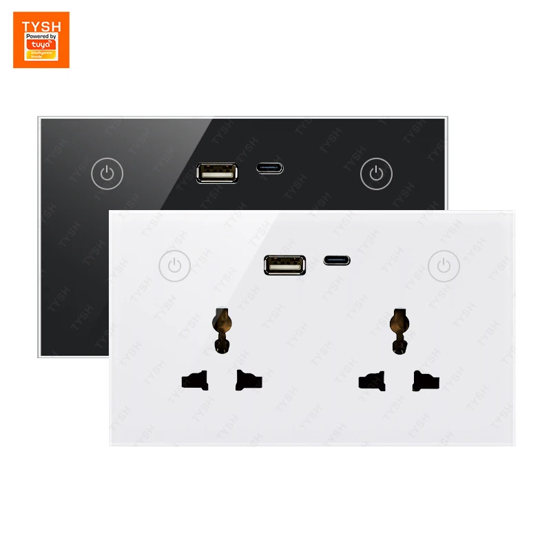 TYSH Fast Delivery Type C Usb Double Multi-funtion Tuya Wifi Wall Switch Socket Plug