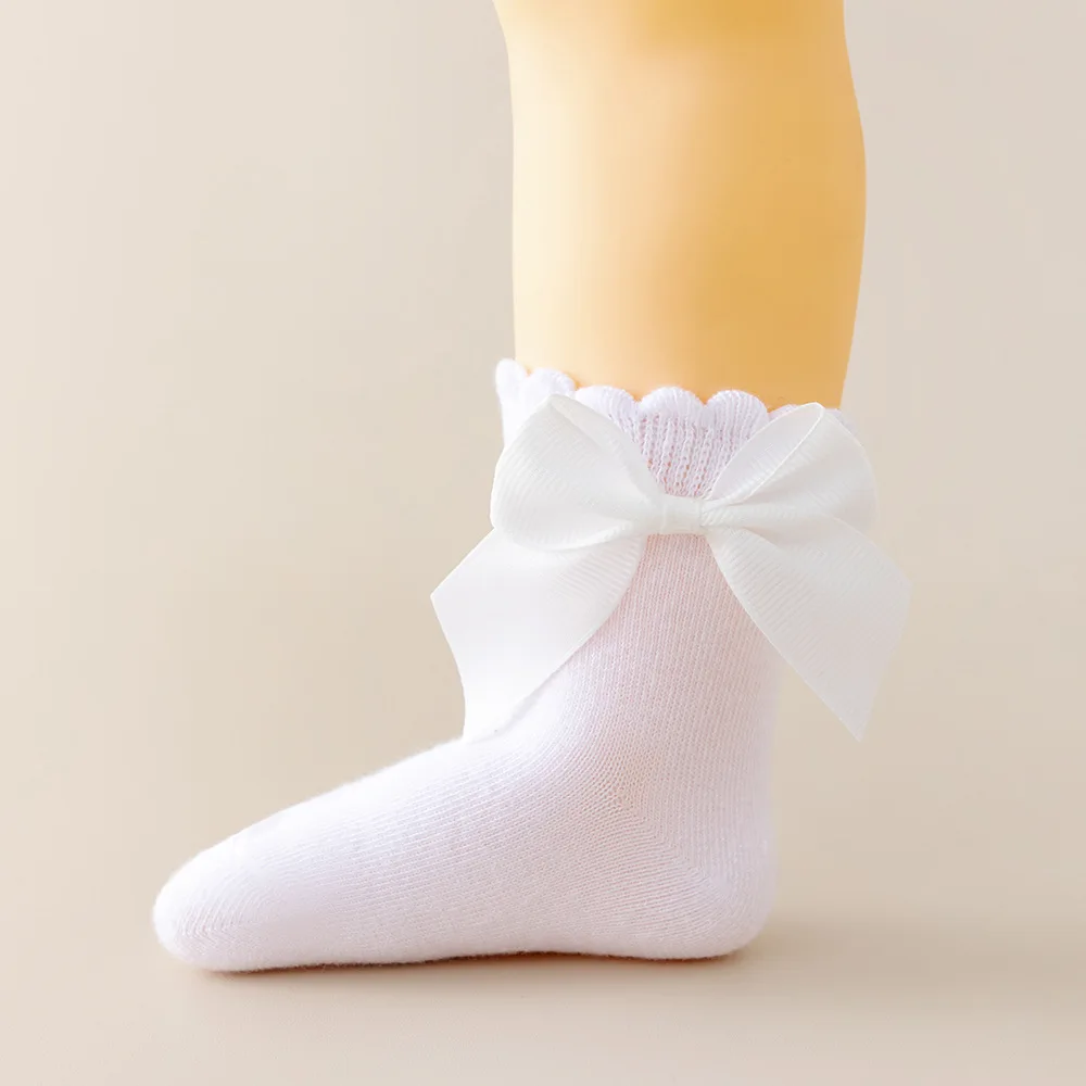 0-4 Years Baby Spanish Big Bow Knot Socks Spring 12 Pairs Fall Lolita Court Style Infant Princess Cotton Crew Pop Girl Sock