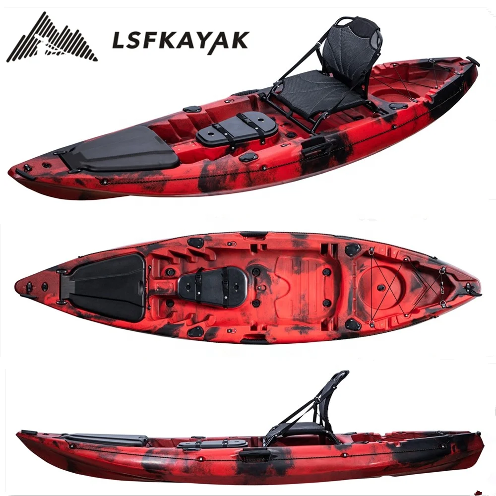 2.9m LLDPE Water Sport First Lever Plastic 1 Person Sit on Fishing Boat Kayak with backseat and frame chair
