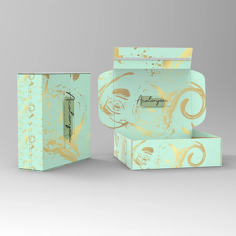 Custom Mint Green Wavy Curve Lines Ripple Pattern East Tearing Open Corrugated 16Oz Tumbler Mailer Boxes