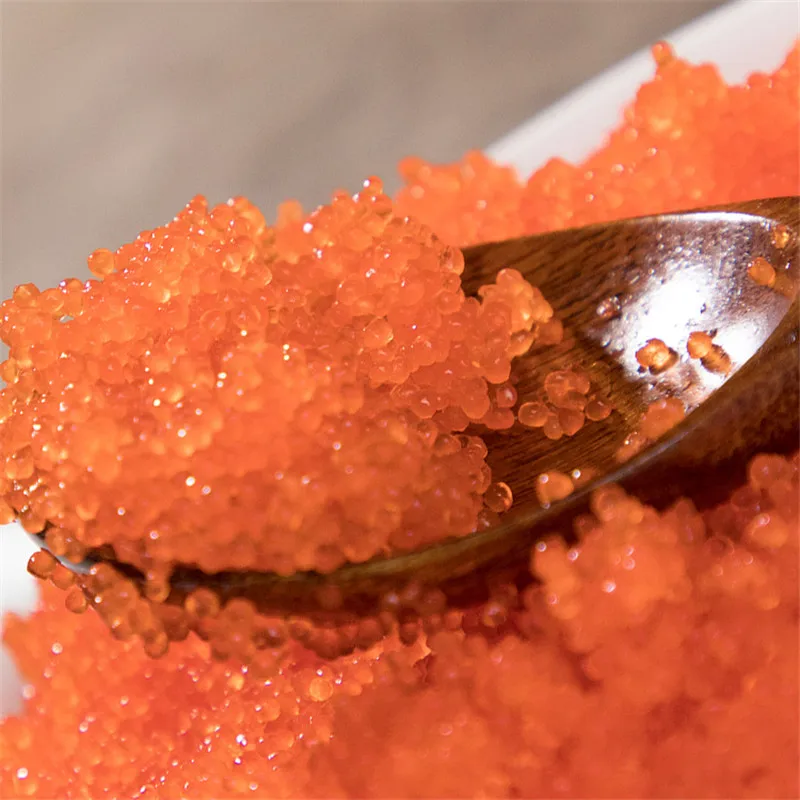
 Профессиональные опытные капор Roe Медуза с пряностями, мойва икра  