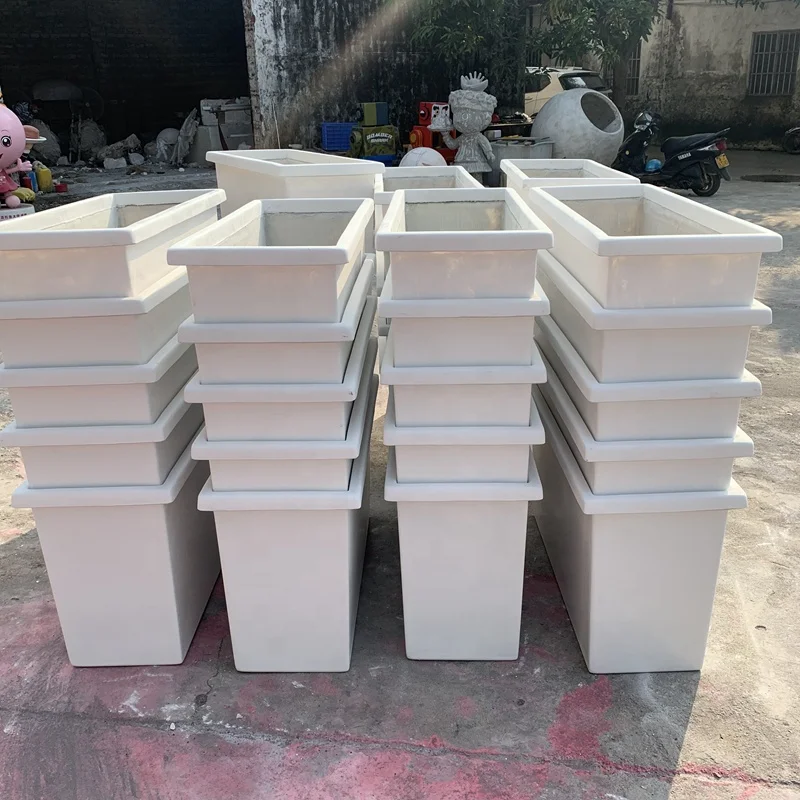 FRP sculpture manufacturers custom road flower pot fiber cloth flower box viaduct ornaments plant container hotel shopping mall
