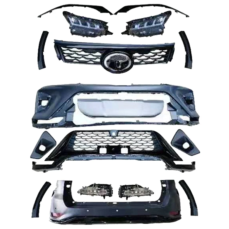 Hot Selling Body Kit Front Bumper with Taillights ABS Plastic Body Kits for Fortuner 2015+ Upgrade to Fortuner 2021