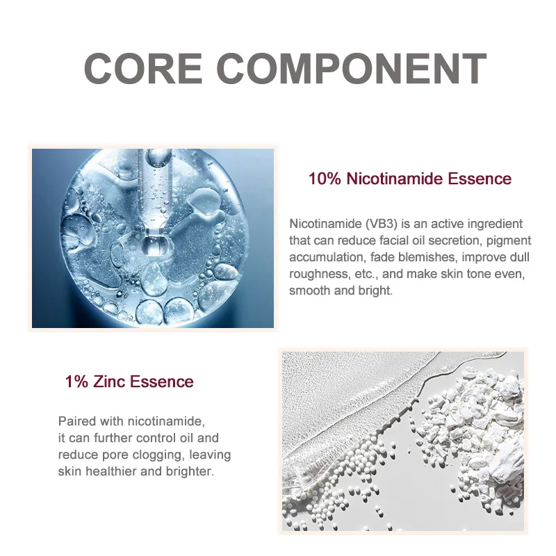 Beauty Skin Care Products Facial Serums VC Hyaluronic Acid Serum Private Label Niacinamide Zinc 1% Whitening Brighten Face Serum