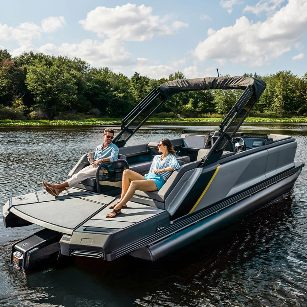 2023 New Kinocean Party Barge Pontoon Boat Aluminum Electric Pontoon boatt With Motor For Sale