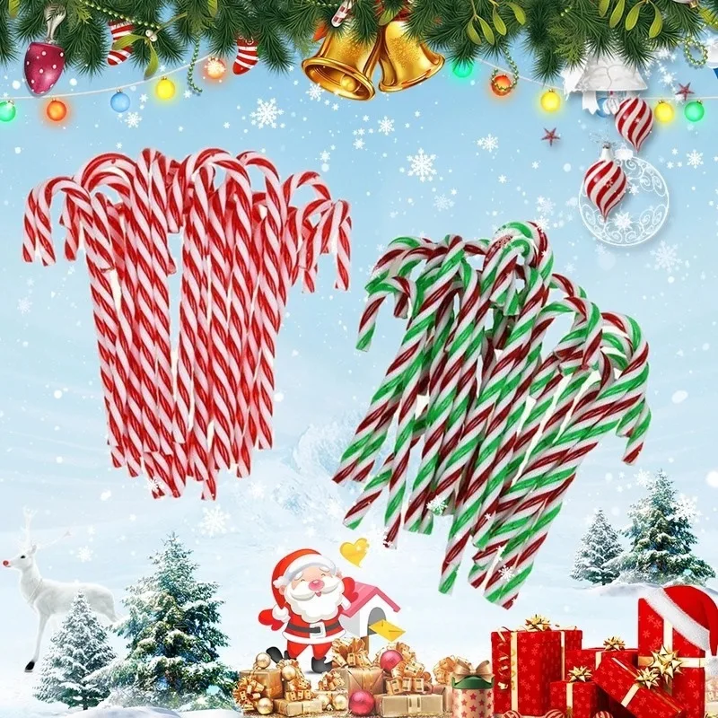 15cm Christmas Tree Decoration Xmas Candy Cane Lollipops Red and White Candy Pendant Home Decor Party New Year Navidad Ornament
