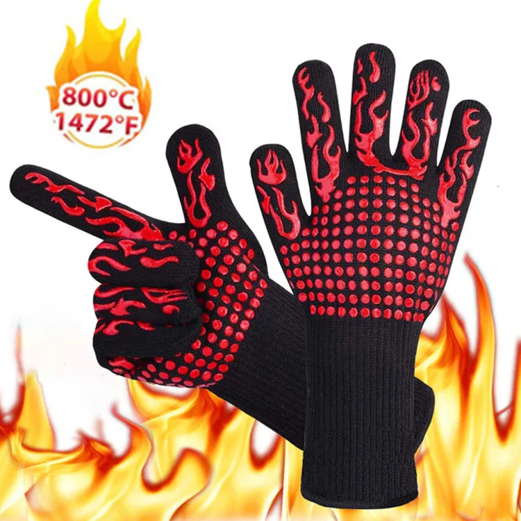 Sturdyarmor Handschuhe Grillhandschuhe High Temperature Resistance Non-slip Silicone Aramid Barbecue Oven Gloves  for Cooking