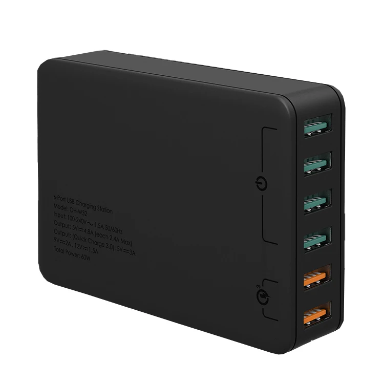 
60W 6-ports QC3.0 Desktop Charger 