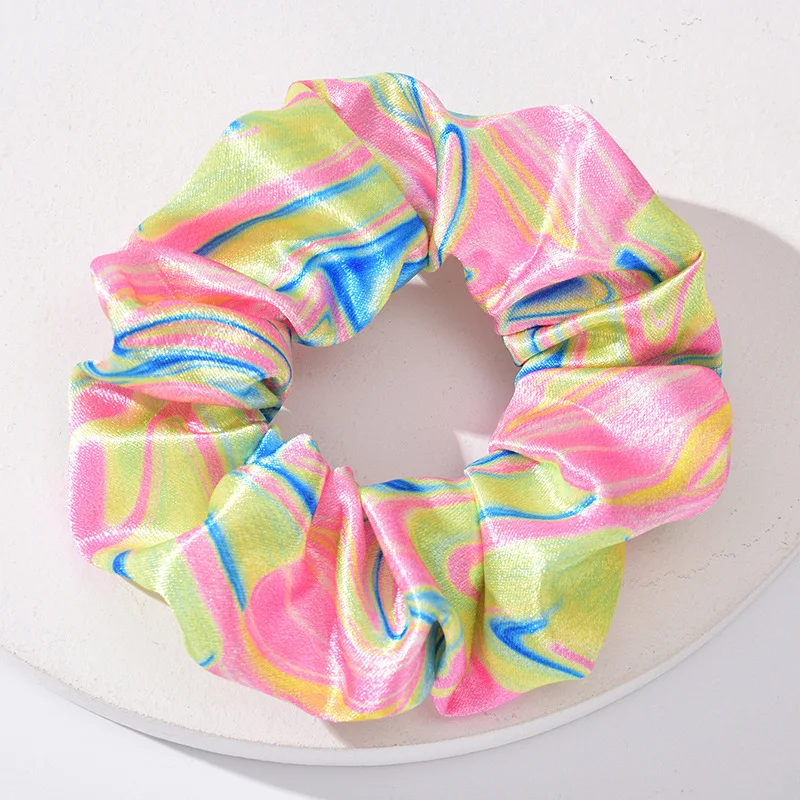 Colorful Printing Scrunchies Soft Elastic Hair Ties for Women Teenage Girls Ponytail Holders