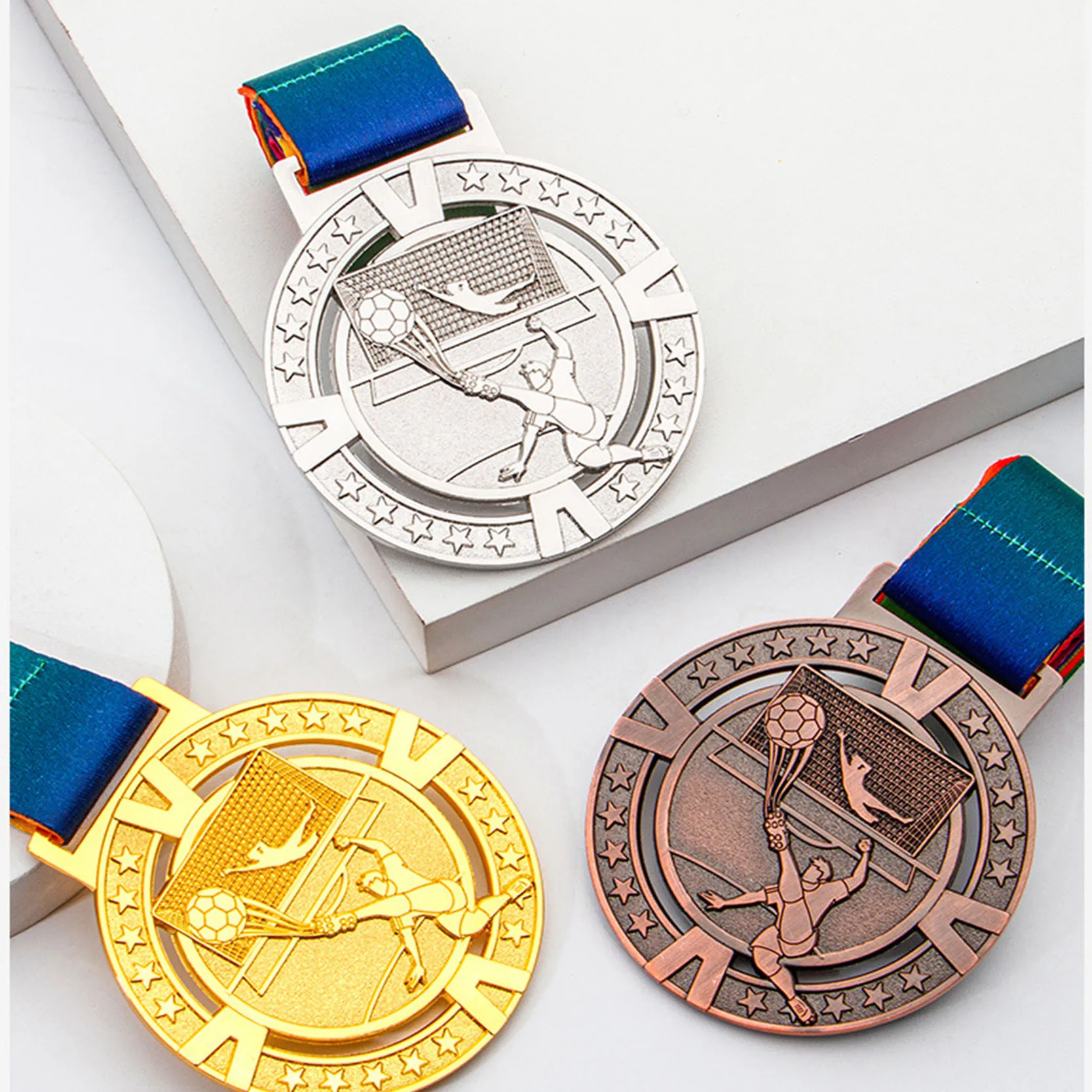 Championship Trophy Medals with Custom Ribbons Unique Custom Sports Medals for Winners